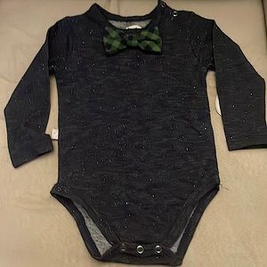 Infant Boy Onesie With Attached Bow tie 9M